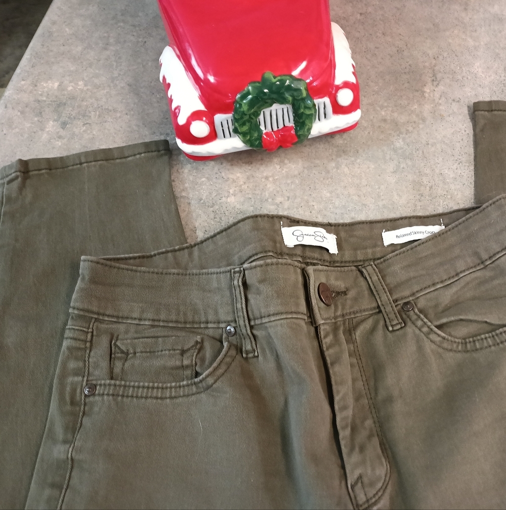 Jessica Simpson Olive Green Relaxed Skinny Crop Jean (2/26) - Picture 2 of 10